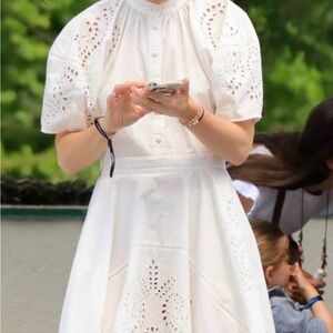 Zara White High Low Eyelet Dress Sz XXL